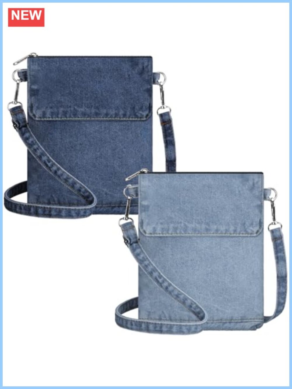 2 Pcs Small Denim Crossbody Bags Women Jean Purses